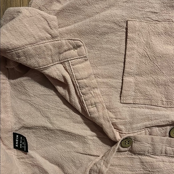 Pink Button-Up Shirt and Shorts Set - Picture 4 of 5